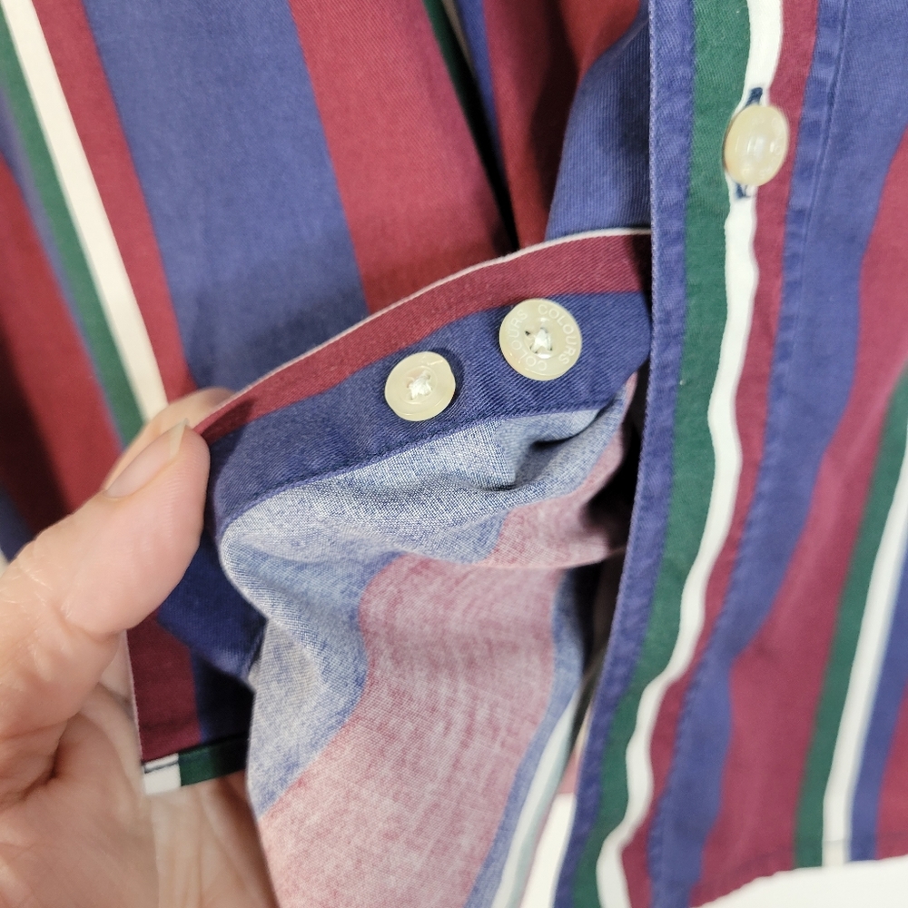 Mens Alexander Julian Colours Long Sleeve Button Front Stripped Shirt Size Lg - Picture 4 of 8